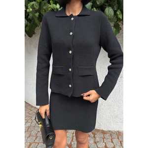 Conjunto de punto de acero Wool 10215 con cuello de camisa de lana y detalle de bolsillo - Product Image 3