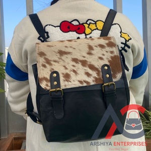 2025 nouveauté véritable peau de vache fourrure cuir sac à dos Style occidental unisexe 2-en-1 multi-usage sac d'école en gros en vrac sacs à la mode - Product Image 4