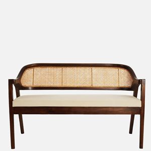 Modern Style Enigma Wood <b>Settees</b> Durable and Stylish Ivory Material <b>for</b> Living Room or Garden - Product Image 5