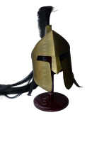 Support de casque médiéval en métal plaqué or, en acier/laiton, pour présentation décorative sur table, haute qualité, objet de collection