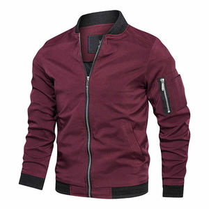 Autumn Men's Windproof Bomber <b>Jacket</b> <b>with</b> Custom Logo Embroidered Techniques Long Sleeve Casual Coat <b>with</b> Crew Neck - Product Image 1