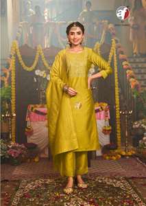 Viscose indienne de haute qualité d'exportation à la demande par Nylon Kurti avec pantalon et Dupatta avec broderie et travail à la main Mode femme - Product Image 6