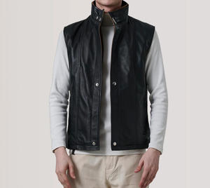 Veste en cuir pour homme confortable et professionnelle avec col montant, imperméable et respirante, logo frontal, service OEM, qualité supérieure - Product Image 1