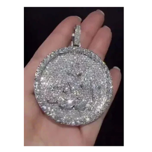 5Ct coupe ronde véritable Moissanite personnalisé unisexe en acier inoxydable pendentif Vintage mode fleur collier à breloques - Product Image 3