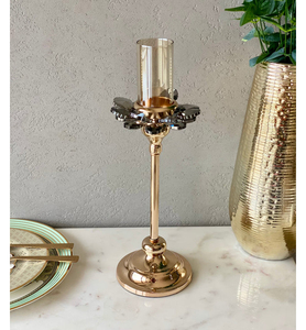 Bougeoir durable style maison candélabre doré pour centres de table mariages fêtes et dîners romantiques bougeoirs - Product Image 1