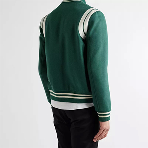 Nuevo diseñador 2022 lana negra ecológica a prueba de viento cuello alto cuello Letterman Escuela universidad béisbol Varsity chaqueta para hombres - Product Image 6