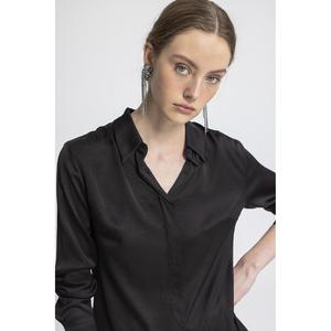 Chemise en satin classique - Noir - Product Image 3