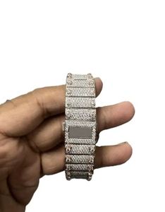 Rectángulo brillante diamante cristal Acero inoxidable lujo hombres helado resistente al agua 10m Eta mecánico para reloj de movimiento - Product Image 2