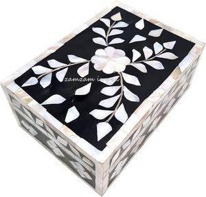 Mother of Pearl Inlay <b>Box</b> with Handcrafted <b>Floral</b> Design Multipurpose <b>Storage</b> Keepsake Organizer for Jewelry, Gifts,Home Decor - Product Image 4