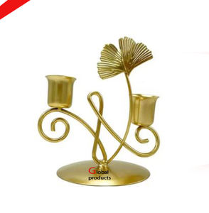 Portavelas de diseño de hoja de metal con acabado dorado más vendido para restaurante y bar de hotel - Product Image 1