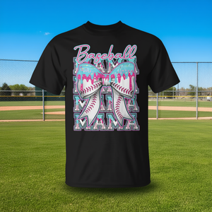 T-shirt Promozionale Coquette con Fiocco e Gelato che Gocciola, Stile Baseball, per Mamma - Product Image 3