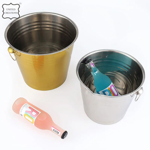 Classic Style Stainless Steel Portable Ice <strong>Bucket</strong> <strong>with</strong> <strong>Handle</strong> Tongs Protective Cover <strong>Lid</strong> for Parties Durable Metal Construction - Product Image 3