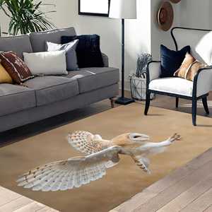 Tapis Hibou des granges, Tapis anti-agression, Tapis faune sauvage, Tapis animaux, Tapis décoratif, Tapis fin non tissé - Product Image 3
