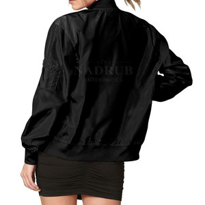 Stylish <b>Women</b> Bomber <b>Jacket</b> With Zipper Closure And Ribbed Cuffs <b>Lightweight</b> <b>Women</b> Bomber <b>Jacket</b> For Casual Daily Wear - Product Image 2