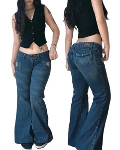 Pantalones vaqueros de gran tamaño personalizados, pantalones holgados transpirables de algodón 100% para mujer, pantalones bordados de diseño elegante de alta calidad - Product Image 1