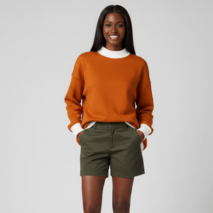 Sweat-shirt à col montant décontracté en tricot à deux tons avec logo brodé personnalisé pour les femmes, vêtements de sororité, automne-hiver - Product Image 4