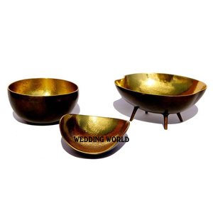 Ensemble de trois bols à chocolat, finition noire et dorée, bol à bonbons classique, élégant, design, nouveau bol à chocolat en métal - Product Image 1