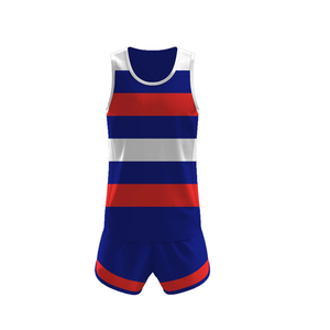 Uniformes de football australiens de haute qualité personnalisés uniformes de conception de sublimation bleus et noirs personnalisés - Product Image 2