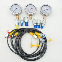 Outil de test hydraulique pour pièces de machines de construction, 3 tuyaux, 3 manomètres, 6 raccords, manomètre hydraulique 250 400 600 bars