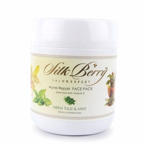 Masque facial anti-acné Silkberry Neem Tulsi & Menthe pour femmes 250g/900g Biologique Sans cruauté Animale Tous types de peau - Product Image 1