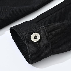 Chaquetas vaqueras rasgadas de Color sólido transpirable de alta calidad, abrigos informales regulares para hombre, chaqueta vaquera de invierno 100%, frente de algodón - Product Image 4