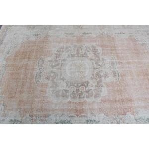Tapis turc 5,8x8,4 pieds, tapis vintage en laine blanc et marron à pois - Product Image 5
