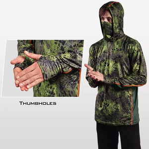 Camisas de pesca de poliéster UPF50 + de alta calidad Jersey con capucha UV de secado rápido con diseño transpirable de rendimiento de protección solar - Product Image 6