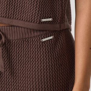 Pantalon de plage en maille ouverte pour femme, marron chocolat, coupe large, avec cordon de serrage, léger, idéal pour les vacances - Product Image 3