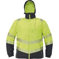 Gilet thermique matelassé imperméable haute visibilité unisexe avec bordure vert citron et fermeture éclair, certifié EN pour usage professionnel