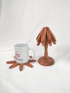 <b>Wooden</b> <b>Trivet</b> Set for Hot Dishes Beech Tree Shape Coasters 3-Piece Eco-Friendly 10mm Thick Mats from India sale - Product Image 6