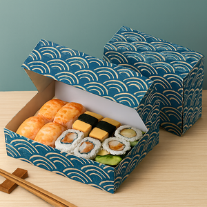 Eco Friendly Custom Printing Aqueous Coating Embossed Folders Sushi Paper <b>Box</b> with Clear Window for <b>Baby</b> Food - Product Image 2