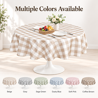 Nappe ronde en polyester à carreaux, imperméable et lavable, pour pique-nique en extérieur, couverture de table pour jardin et fête