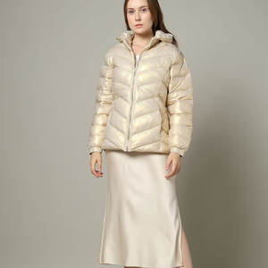 แจ็กเก็ตขนปุยสำหรับผู้หญิงอบอุ่นแขนยาวระบายอากาศได้มีฮู้ดพิมพ์ลายกันน้ำฤดูหนาว - Product Image 5