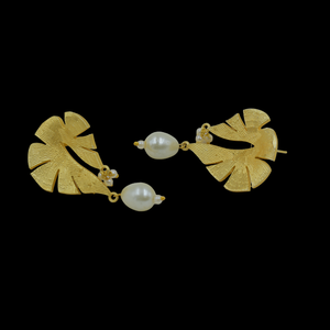 Boucles d'oreilles tendance en laiton plaqué or mat MOP STONE boucles d'oreilles tendance Fabricant Fournisseur Boucles d'oreilles en pierre plaquée or 18 carats - Product Image 2