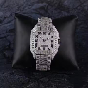 Montre de luxe VVS Moissanite Diamond Silver Ton pour le mouvement ETA en acier inoxydable pour hommes d'affaires - Product Image 6