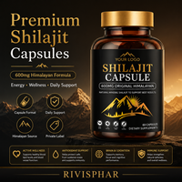 Kapsul Vegan Organik Shilajit Himalaya, Penambah Energi Murni & Pendukung Imunitas 600mg untuk Pria Wanita Dewasa