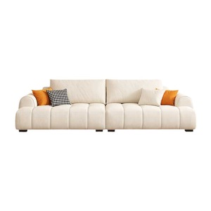 Modern <b>Cream</b> Cloud Design Fabric <b>Sofa</b> Set for Small Apartment Hotel & Office Living Rooms - Product Image 2