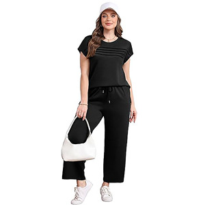 2025 Two Piece Sets for <b>Women</b> Summer and Autumn Outfits Travel Vacation <b>Lounge</b> Wear Matching Sets High Waist Wide Leg <b>Pants</b> - Product Image 4