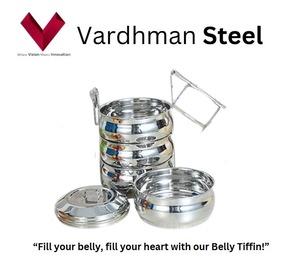 Hot Sale Food Grade Durable 8x4 Indian <b>Belly</b> Stainless Steel Tiffin Box with 4 Compartments Perfect School Gift-Lunch Bento Box - Product Image 2