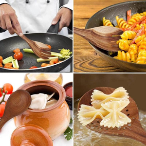 Juego de 5 cucharas de ensalada de madera de bambú personalizadas ecológicas, artesanía de plata, té para servir India para bodas, artesanías de media luna - Product Image 5