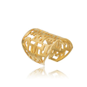 Bague en argent plaqué or vintage 22 carats, vente en gros de bijoux en argent sterling 925 faits à la main, mode tendance pour femmes - Product Image 2