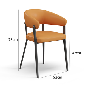 Chaise ergonomique traditionnelle orange et noire avec structure en aluminium et cuir synthétique pour le mobilier de salon - Product Image 6