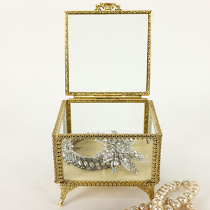 Newly Style Bevelled <b>Glass</b> and Brass Gold Jewelry <b>Box</b> Storage <b>Box</b> Indian Handmade Best Wholesale Price Wedding Gift Organize <b>Box</b> - Product Image 2