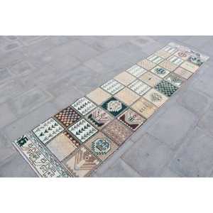 พรมขนาด 2.2x8.7 ฟุต, พรมวินเทจแบบ Runner, พรมลายปะติดสีน้ำตาล - Product Image 3