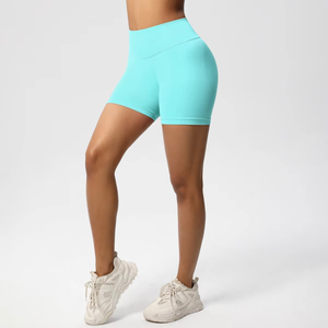 Short de fitness taille haute personnalisé pour femmes motif chaud côtelé Yoga sans couture entraînement Sport de plein air coupe ajustée taille élastique - Product Image 1