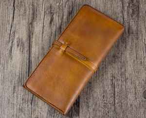 Portefeuille LWM-0093 en cuir long vintage Multi-Slots pour dames Porte-cartes de crédit Fermeture ouverte Pochette Sacs à main - Product Image 1