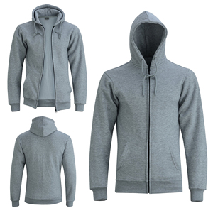 Venta al por mayor de los hombres de alta calidad 100% algodón Sudadera con capucha logotipo personalizado impreso Zip-up para el invierno con cremallera lisa y cuello con capucha - Product Image 1