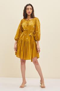 100% Polyester Women Clothing Dress Summer Vintage O-neck Slim Full Sleeves Tie <b>String</b> Neck Hem Lace Causal Short Dresses - Product Image 3