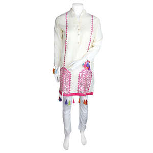 Traje de Algodón de 2 Piezas Bordado para Mujer - Color Fawn - Product Image 4