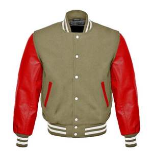 Vente en gros de vestes universitaires vierges à manches en cuir rouge personnalisées vestes Letterman veste universitaire grecque pour hommes veste de baseball pour hommes - Product Image 1